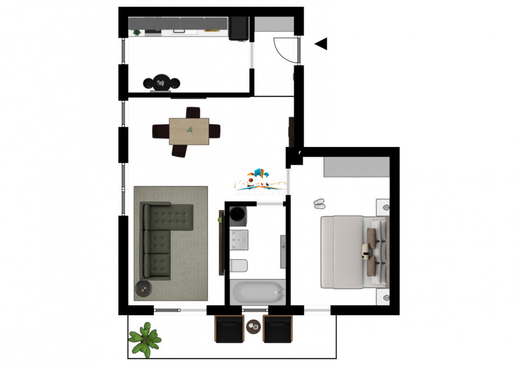 Apartament 2 camere | 0 comision | 54mp | Otopeni | Demisol cu gradina | Metrou