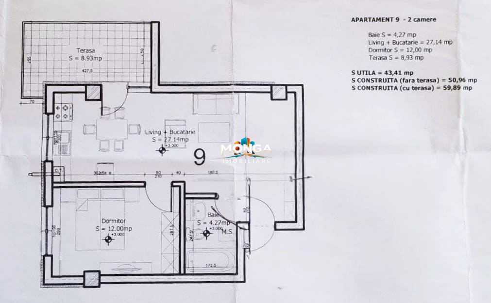 Apartament 2 camere 43mp +9mp terasa | 0 Comision | Otopeni langa Mega Image