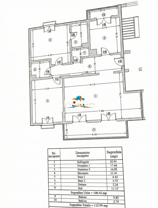 Apartament 3 camere 100mp + 13mp terase | 0 comision | Cosmopolis | Mobilat