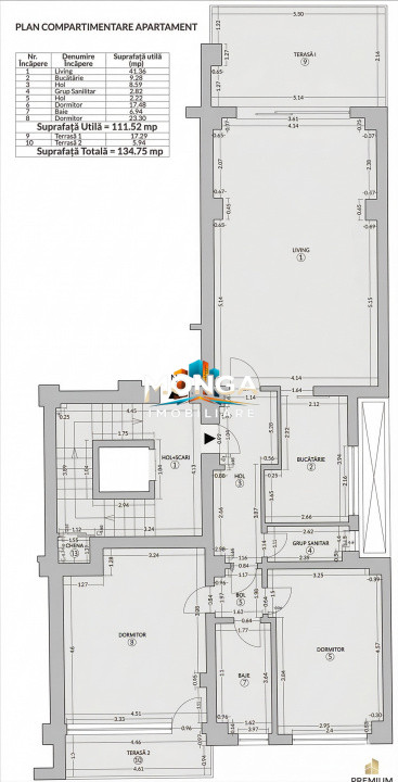 Apartament 3 camere 112mp + terase | 0 comision | Pipera Padure | Iancu de Huned