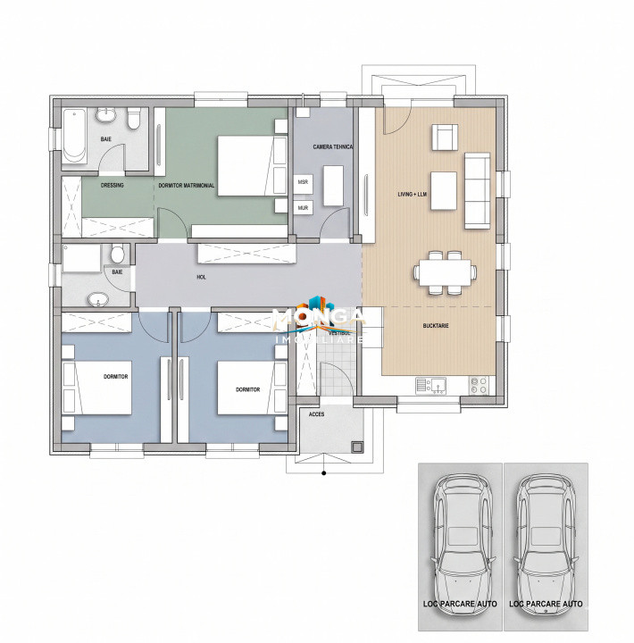 Duplex 3 camere 100mp | 0 comision | Tunari | mobilat utilat | 220mp teren