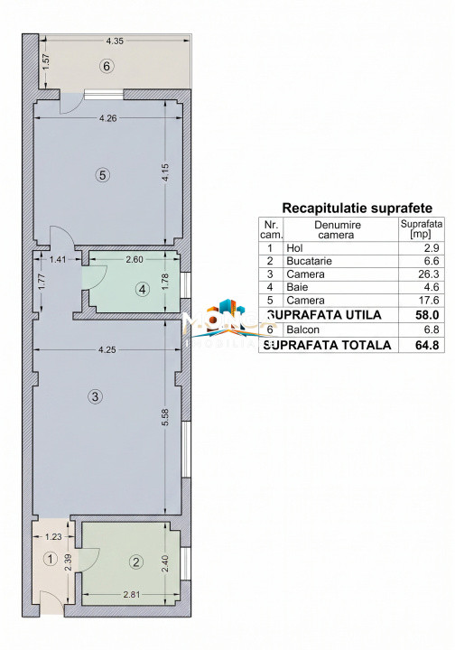 Apartament 2 camere 58mp + 7mp terasa | zona Matei Millo-Becheanului