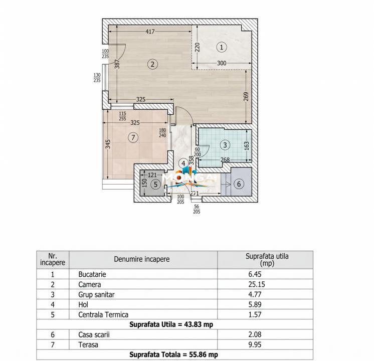 Duplex 4 camere 100mp | 0 comision | Tunari | toate utilitatile