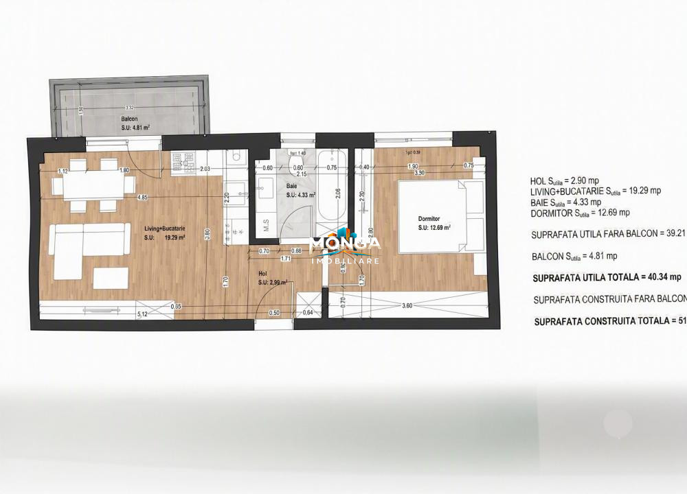 Apartament 2 camere 40mp | 0 comision | Otopeni Avram Iancu | Parcare