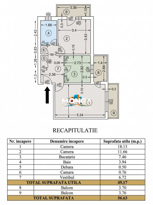 Apartament 2 camere 49mp | 0 comision | Aviatiei