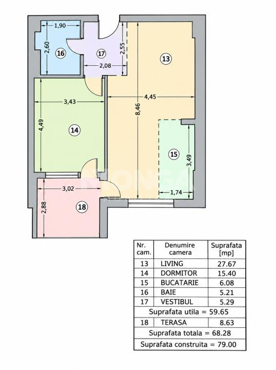 Apartament 2 camere 60mp | 0 Comision | Pipera Rond OMV | Terasa | Mobilat